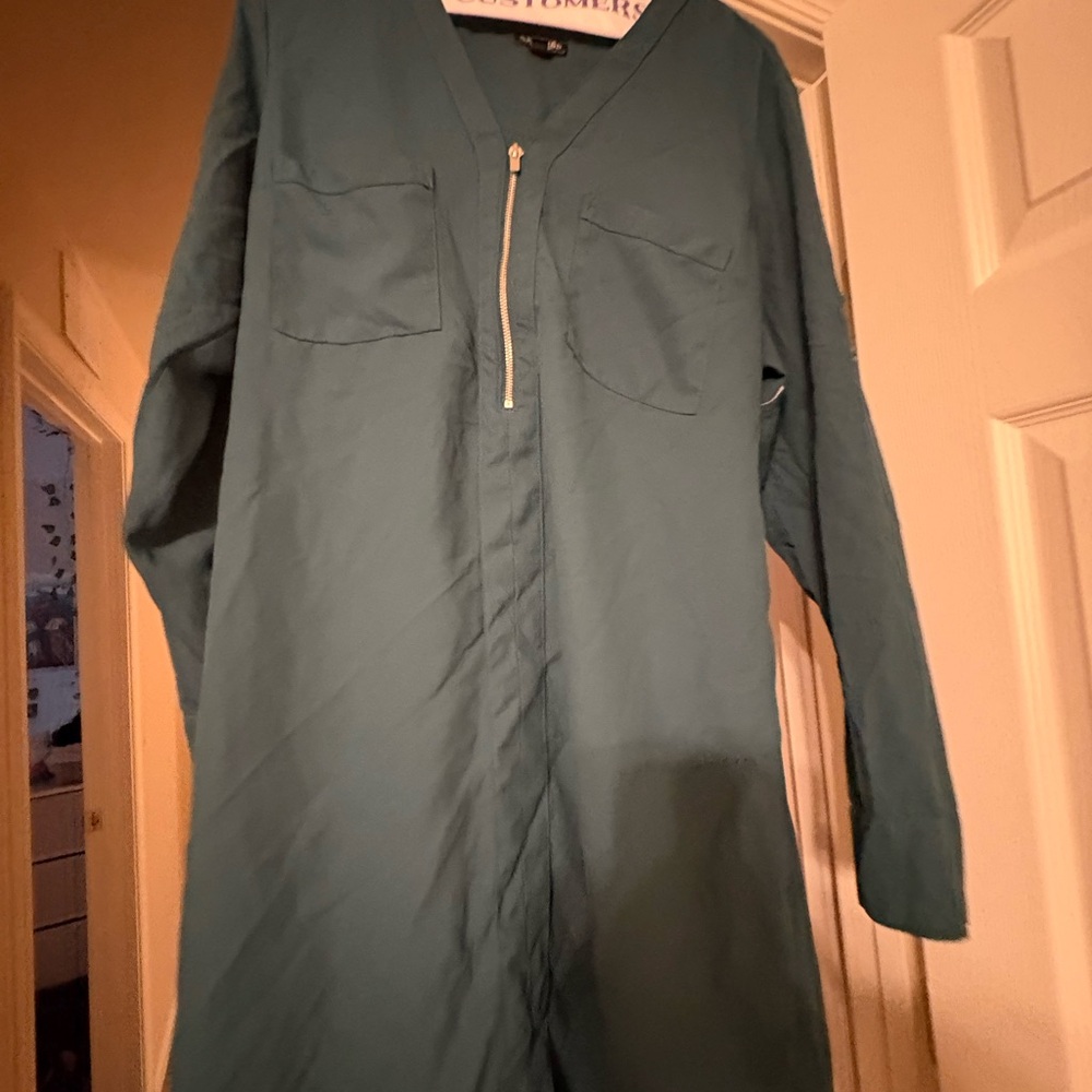 Express Loft Teal Long Sleeve Dress